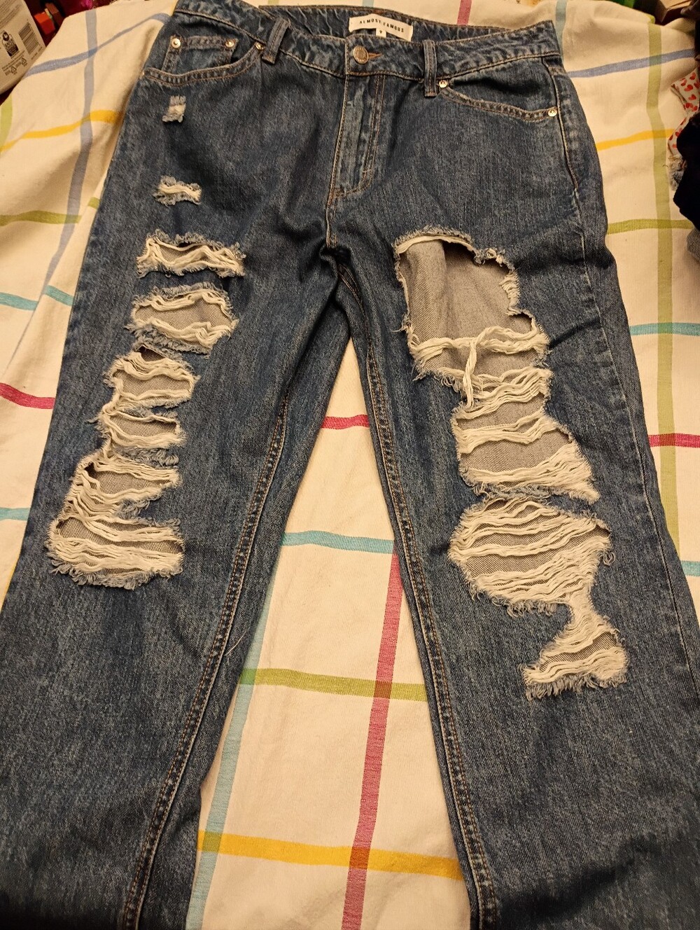 Almost Famous Distressed Blue Ripped Jeans for Men